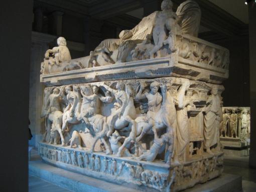 An elaborate Roman sarcophagus at the museum.
