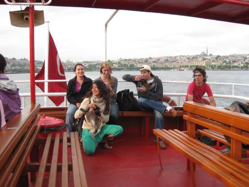 Enjoying the Bosporus ferry ride.
